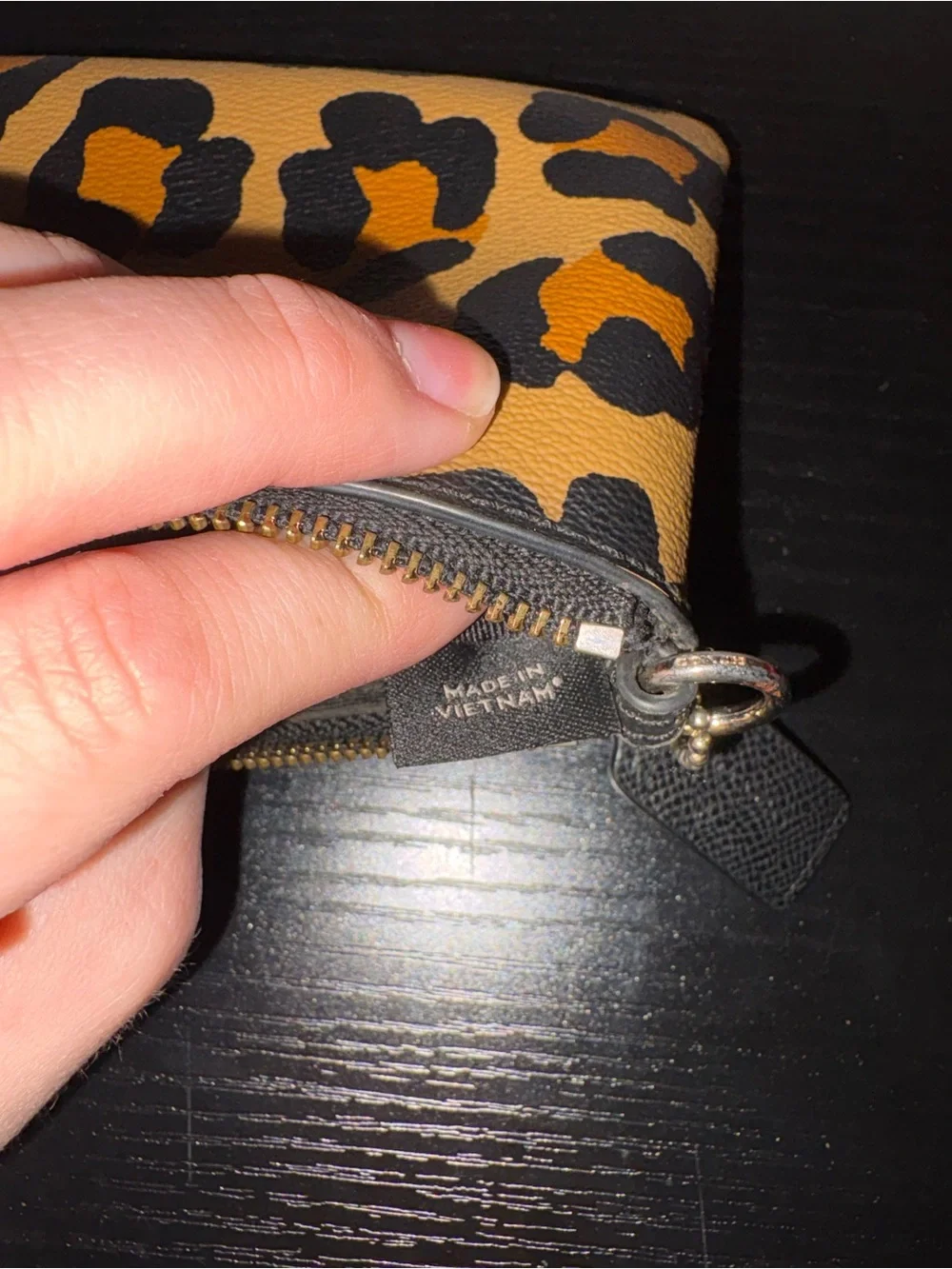 Coach Corner Zip Leopard Wristlet - Picture 7 of 8